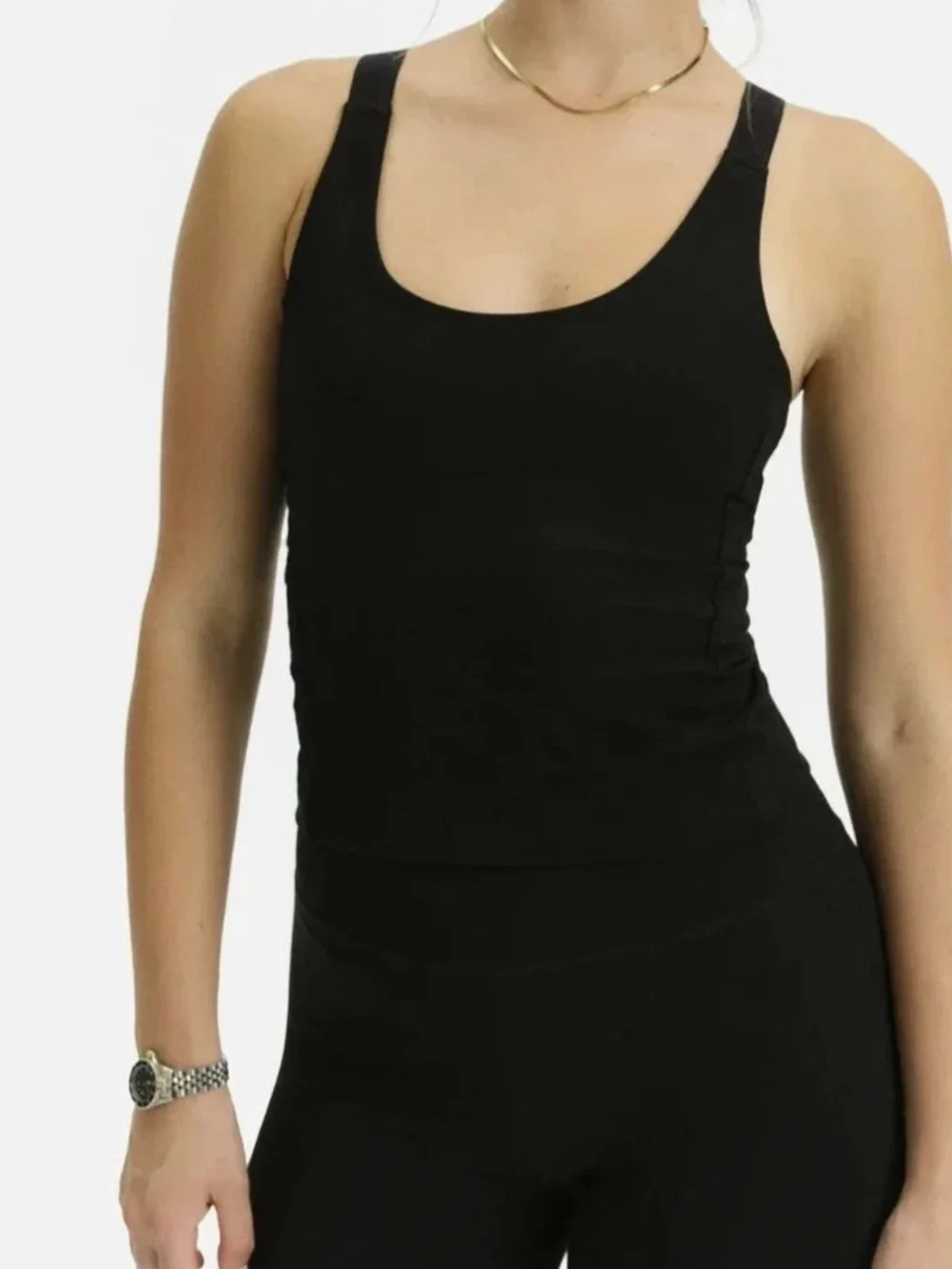 MATE THE LABEL ORGANIC STRETCH U NECK TANK JET BLACK M - Picture 2 of 5